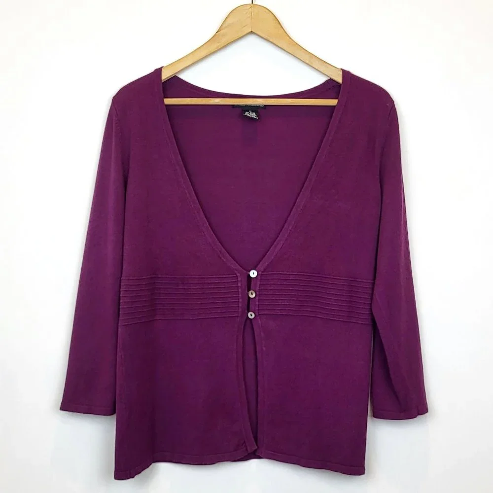 Linda Matthews Purple Shell and Cardigan Sweater Set, Size Medium, GUC - Picture 7 of 12